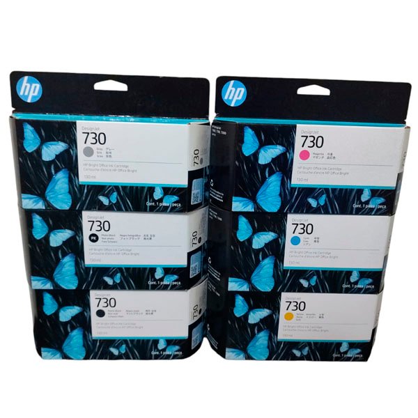 Kit de Tintas HP 730 de 130ml 6 colores DesignJet T1600
