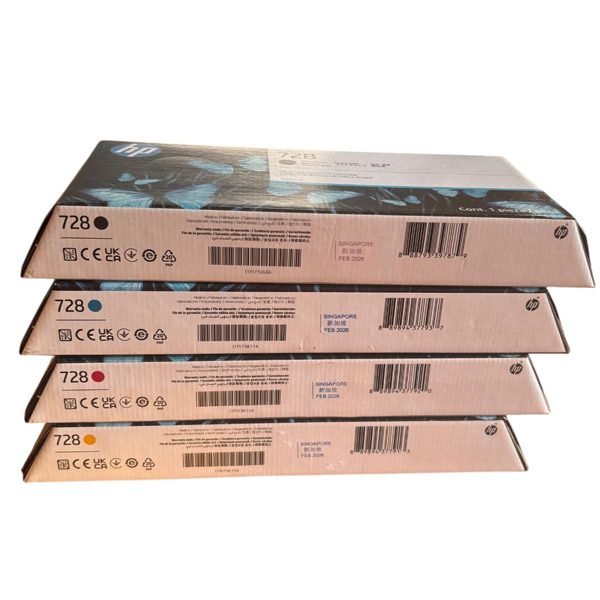 kit Tinta HP 728 de 300ml Matte Black, Cyan, Yellow, Magenta